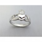 (Size 9) 14kt White Gold EP Celtic Irish Claddagh Ring (Brand New)