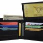 Premium Black Leather Bifold Wallet Men's Credit Card & ID Holder with Flap