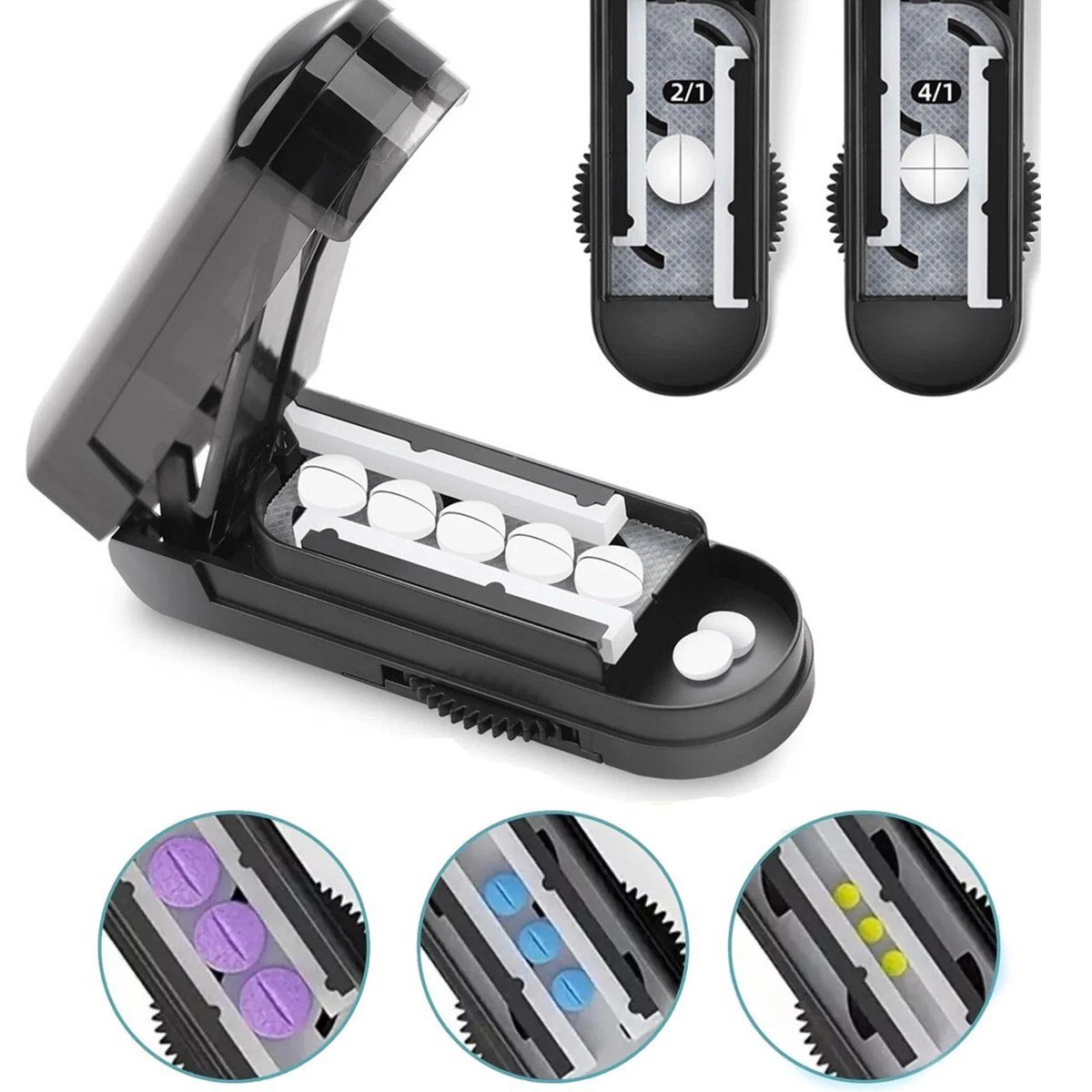 Pill Cutter & Tablet Splitter with Storage Case &acirc;�� Sharp Blade for Small & Large