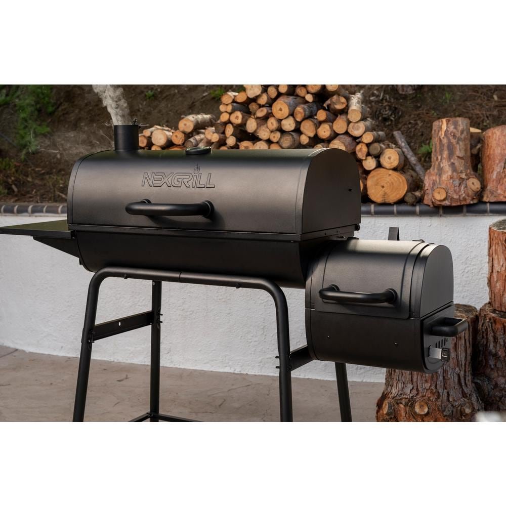 Nexgrill 29 Inch Barrel Charcoal Grill With Smoker Nexgrill 810-0029 29 in. Barrel Charcoal Grill/Smoker in Black