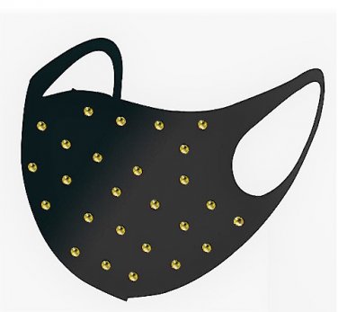 GOLD CRYSTAL RHINESTONE Bling Studded Black Elegant Stylish Face Mask