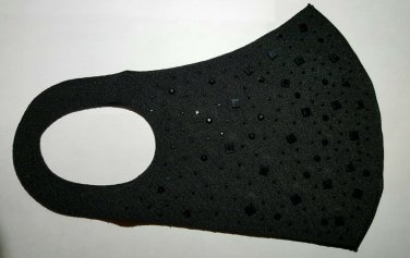 BLACK Square RHINESTONE Crystal Elegant Stylish Bling Studded Black Face Mask