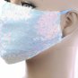 Multi Lt Blue & Pink SEQUIN Elegant Stylish Face Mask Washable, Filter Pocket