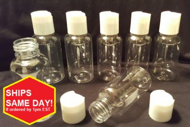 10 PACK 2.7 OZ 80ml PLASTIC Clear Boston Round Bottles w/ Bullet Dispensing Caps