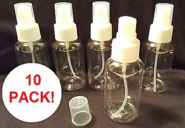 10 PACK 2.0 OZ 60ml PLASTIC Clear Cosmo Round Atomizer Spray Bottles FREE SHIP