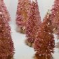8 Glittery METALLIC PINK Mini Miniature Sisal Bottle Brush Trees