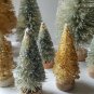 LOT 11 Mini METALLIC SILVER & GOLD Miniature Sisal Bottle Brush Christmas Trees