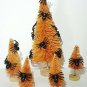 LOT of 5 Orange SPOOKY SPIDER HALLOWEEN Mini Miniature Sisal Bottle Brush Trees