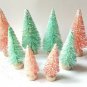 LOT 8 Mini PINK & AQUA BLUE Miniature Sisal Bottle Brush Christmas Trees