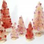 LOT 6 Mini VALENTINE'S DAY Red & Pink HEARTS Miniature Sisal Bottle Brush Trees