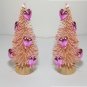 LOT 2 Mini VALENTINE'S DAY PINK & PINK HEARTS Miniature Sisal Bottle Brush Trees
