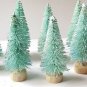 LOT 12 Mini AQUA BLUE LIGHT TEAL Miniature Sisal Bottle Brush Christmas Trees
