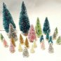 24 Ultimate Snow Village Mix Mini Miniature Sisal Bottle Brush Christmas Trees