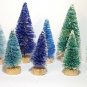 LOT 10 MERMAID MIX Blue Aqua Mini Miniature Sisal Bottle Brush Christmas Trees
