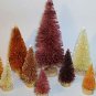 LOT 10 Brown Amber Pumpkin RUSTIC FALL COUNTRY Mini Sisal Bottle Brush Trees Set