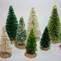 LOT 9 Assorted Green & White ST PATRICK'S DAY Mini Sisal Bottle Brush Trees Set