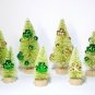 LOT 10 Mini St PATRICK'S DAY Lt Green &Metallic Clovers Sisal Bottle Brush Trees