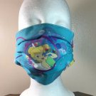 Face Mask.Handmade .Reusable washable.With Filter Tinkerbell. Teal Blue