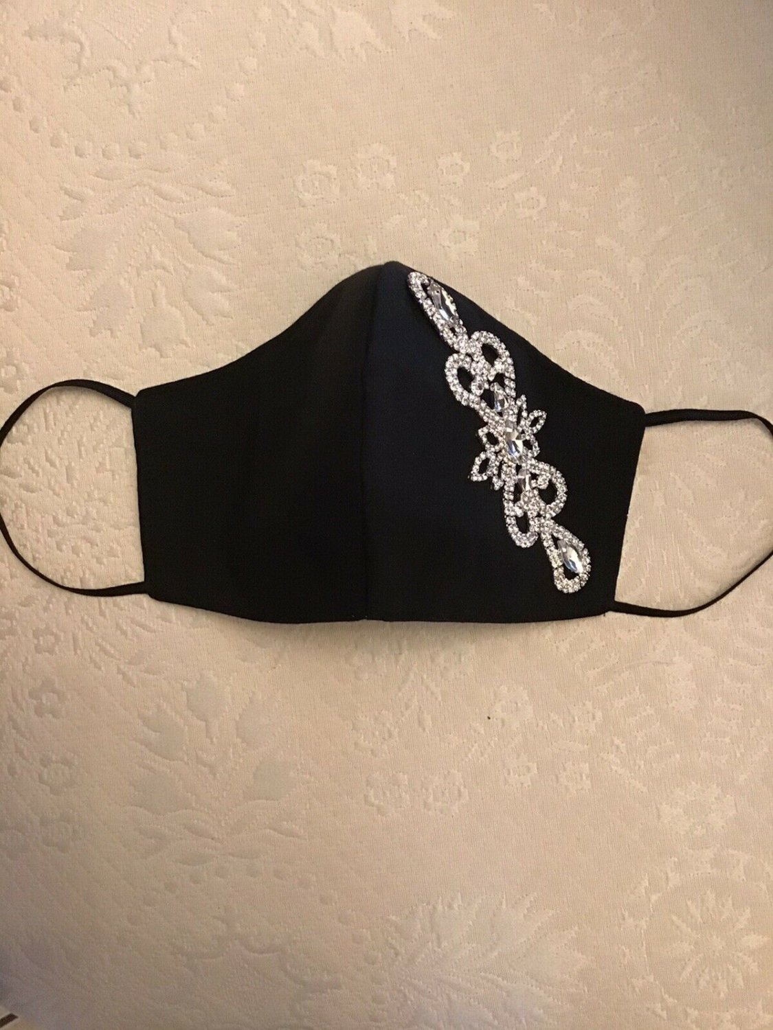 Black Face Mask Handmade Reusable washable Filter Added With Rhrinestones Bling