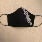 Black Face Mask Handmade Reusable washable Filter Added With Rhrinestones Bling