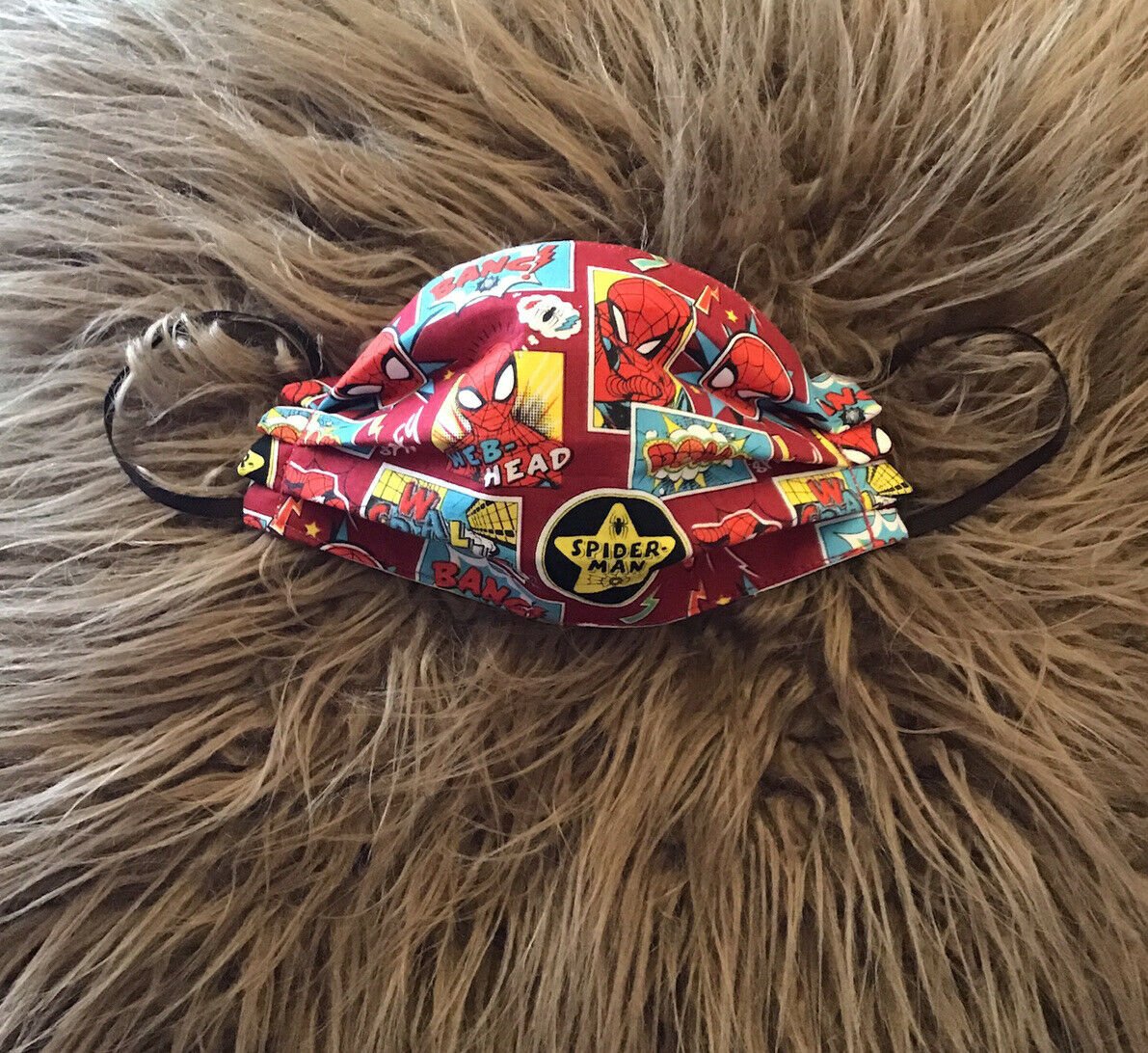 Face Mask . Handmade.Reusable Washable With Filter Spider Man Red