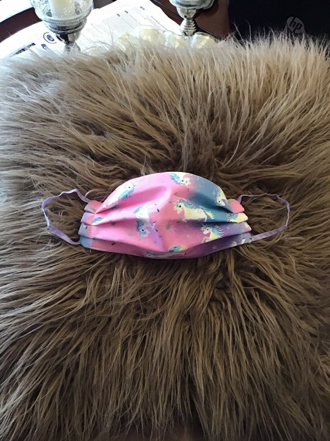 Face Mask .Handmade.Reusable washable.With Filter Pink And Blue Unicorn