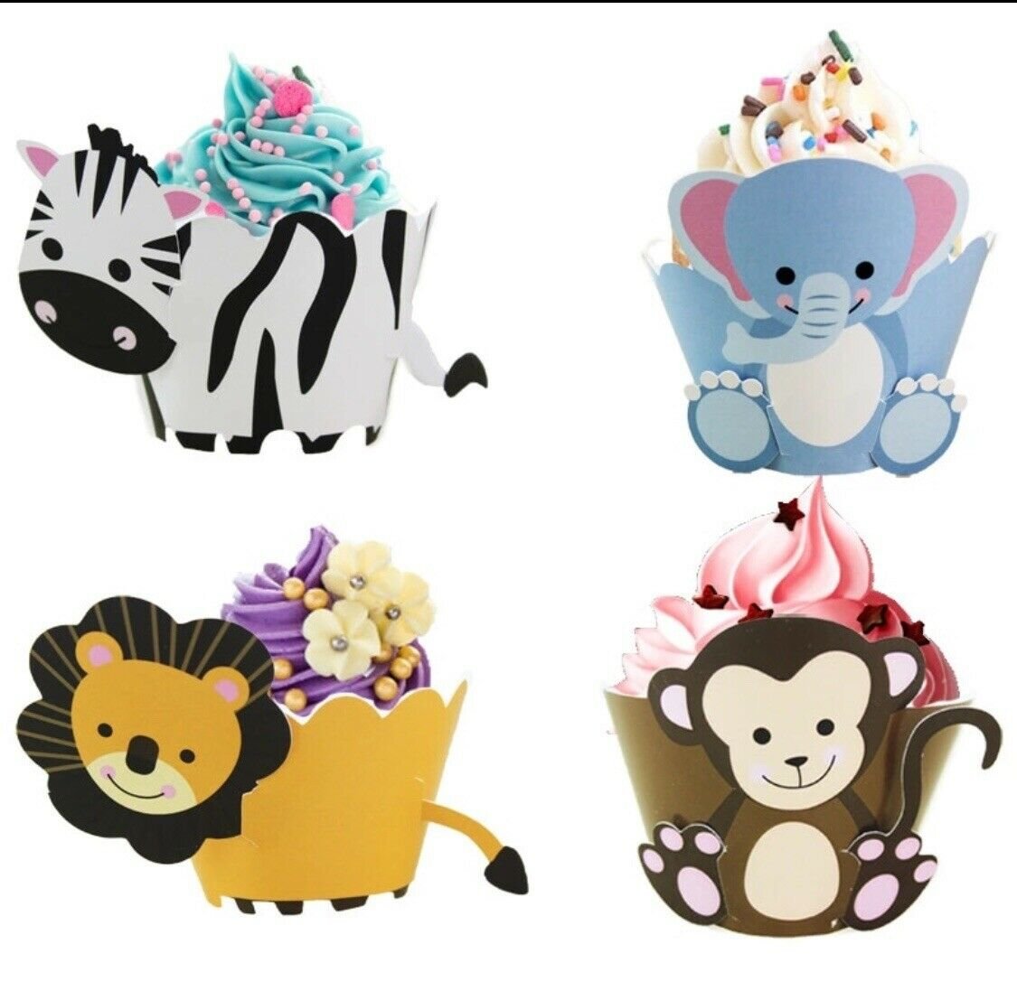 12pcs Jungle Party Decor Animals CupCake Wrapper