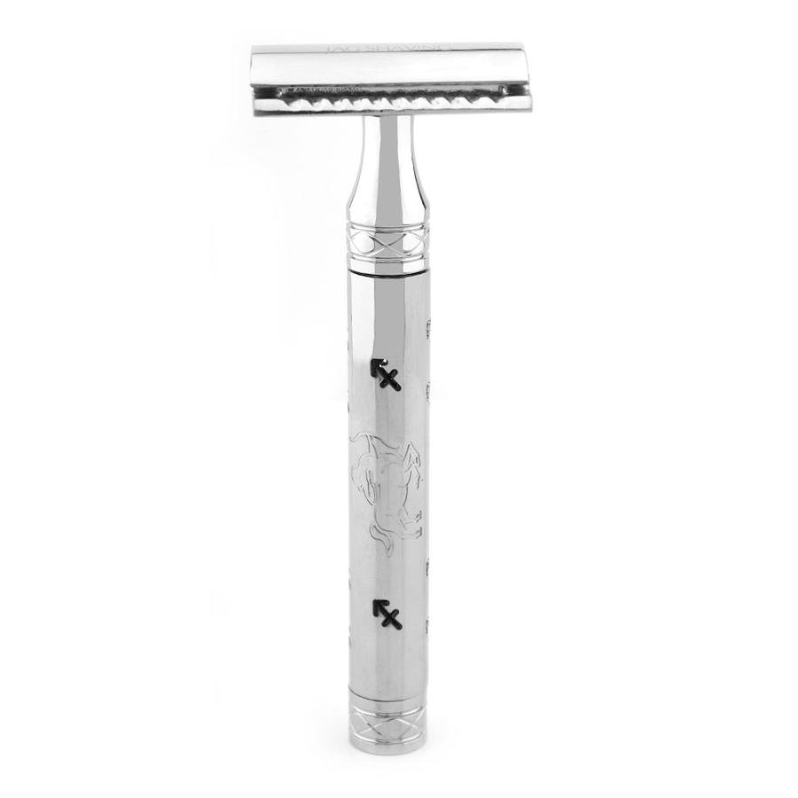 Elegant Classic Wet Shaving Razor with Long Steel Handle, Best for Smooth Shave