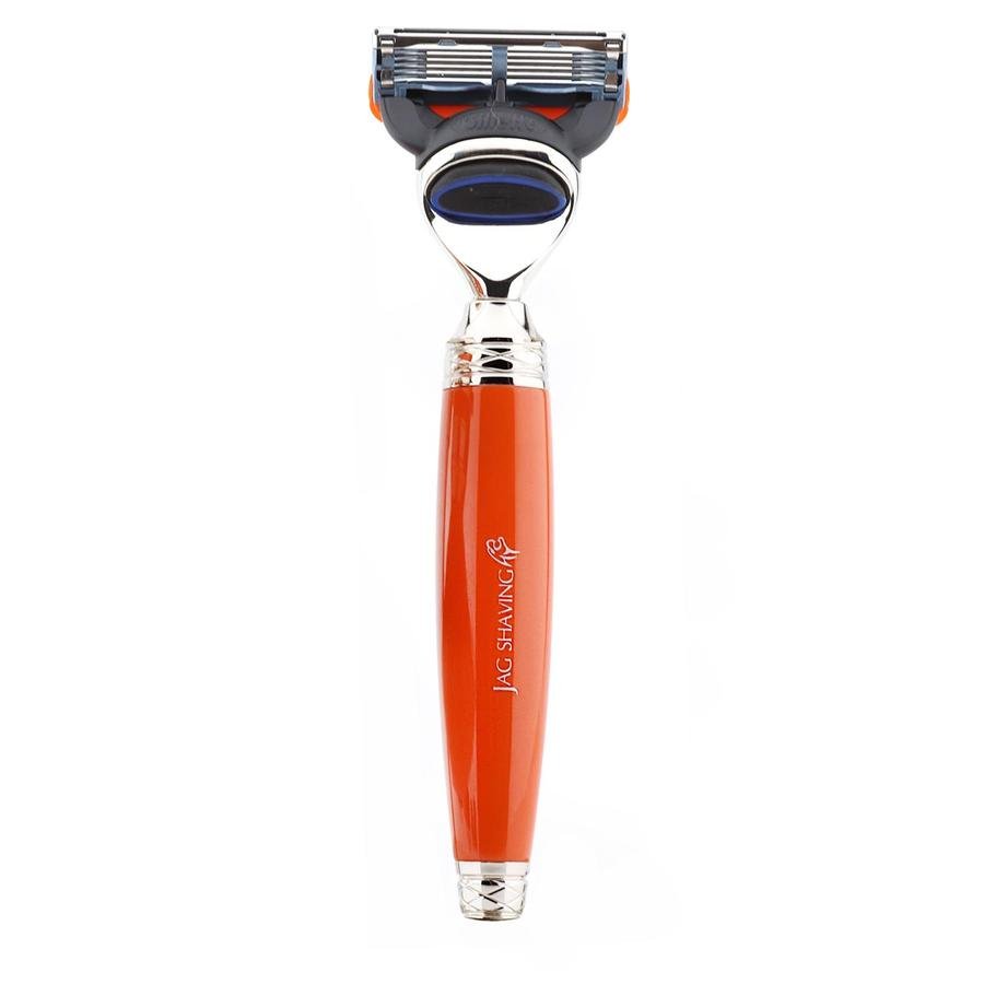 Jag 5 Edge Compatible Razor with Orange Handle for Perfect Clean Shave