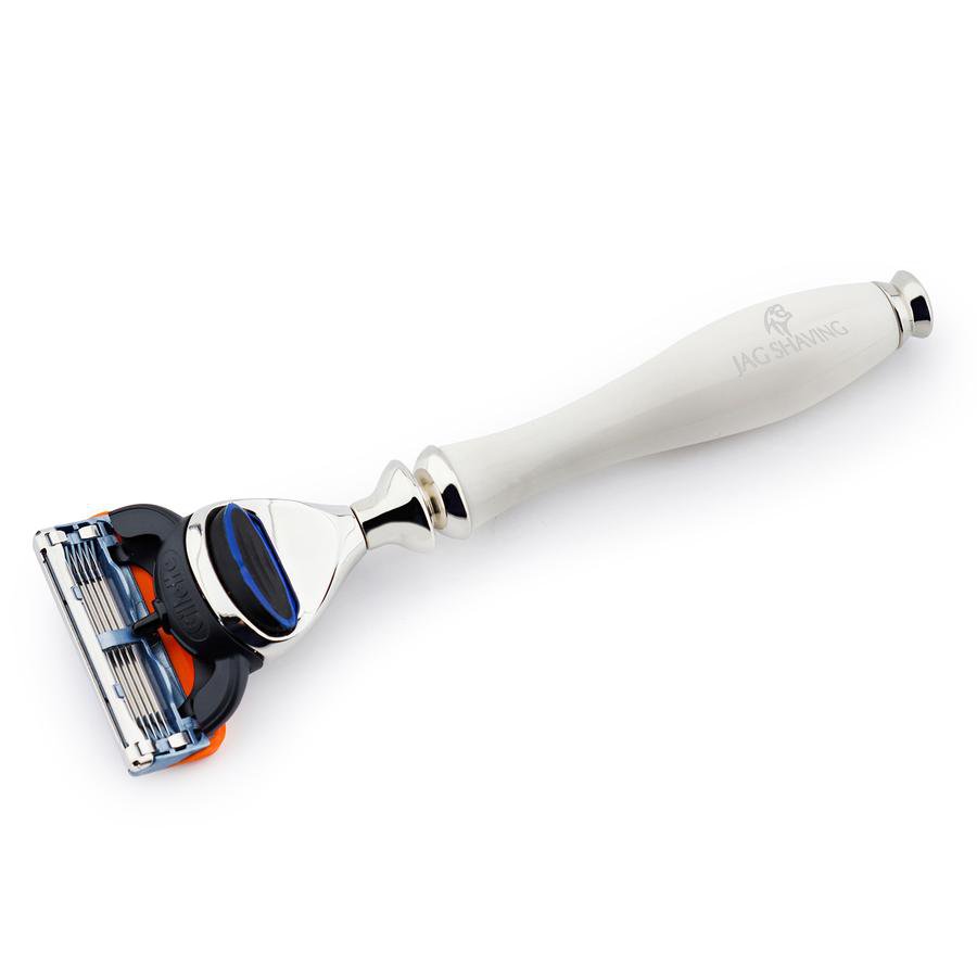 Classy White Resin Handle 5 Edge Razor for Perfect Clean Shave