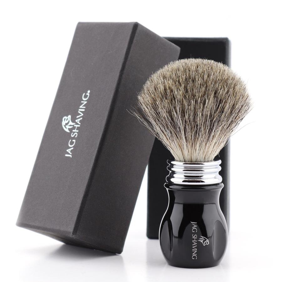 Black Resin Handle Shaving Brush with Super Badger Hair Bristles for Wet Clean Shave