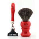 Glamorous Shaving Set with Brush & 3 Edge Razor Resin Handle