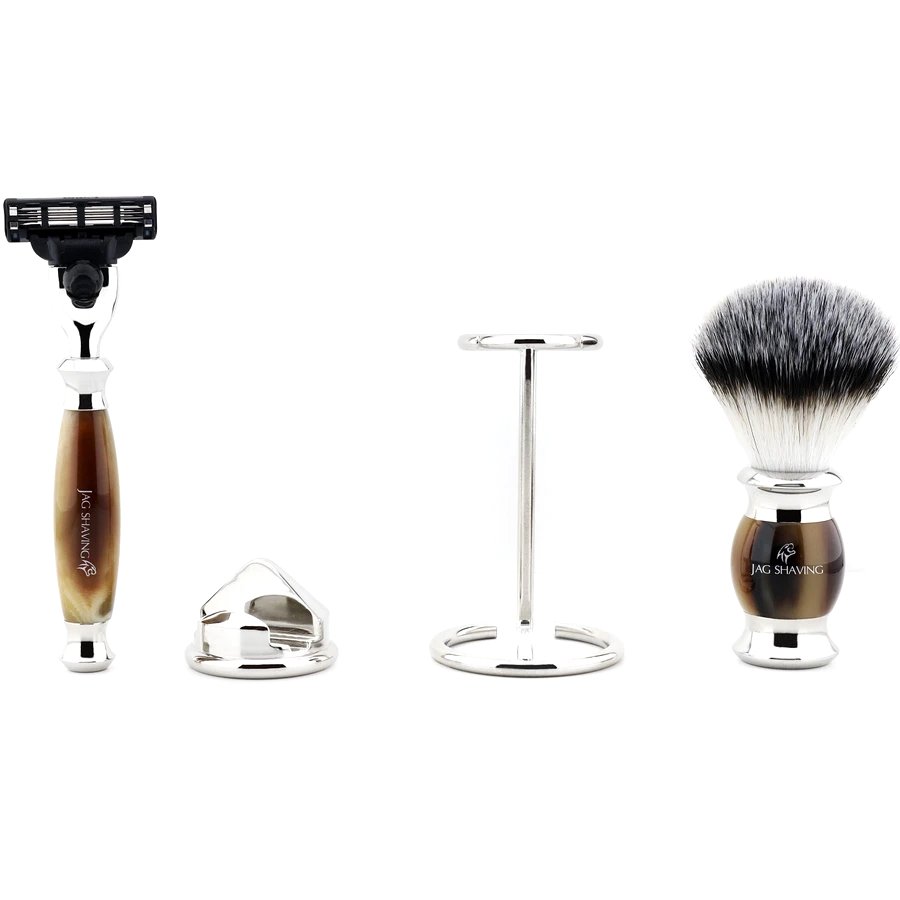 Premium Quality 3 Edge Shaving Razor Kit with Synthetic Hair Shaving Brush