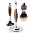 Mach 3 Shaving Razor with Silver Tip Badger Hair Brush Perfect for Men Shave