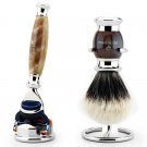 4 PC Premium Quality Shaving Set Luxury 5 Edge Razor and Badger Brush Shaving Kit For Men