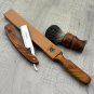 Black Badger Brush & Strop Straight Cut Throat Razor Wet Shaving Wooden Set