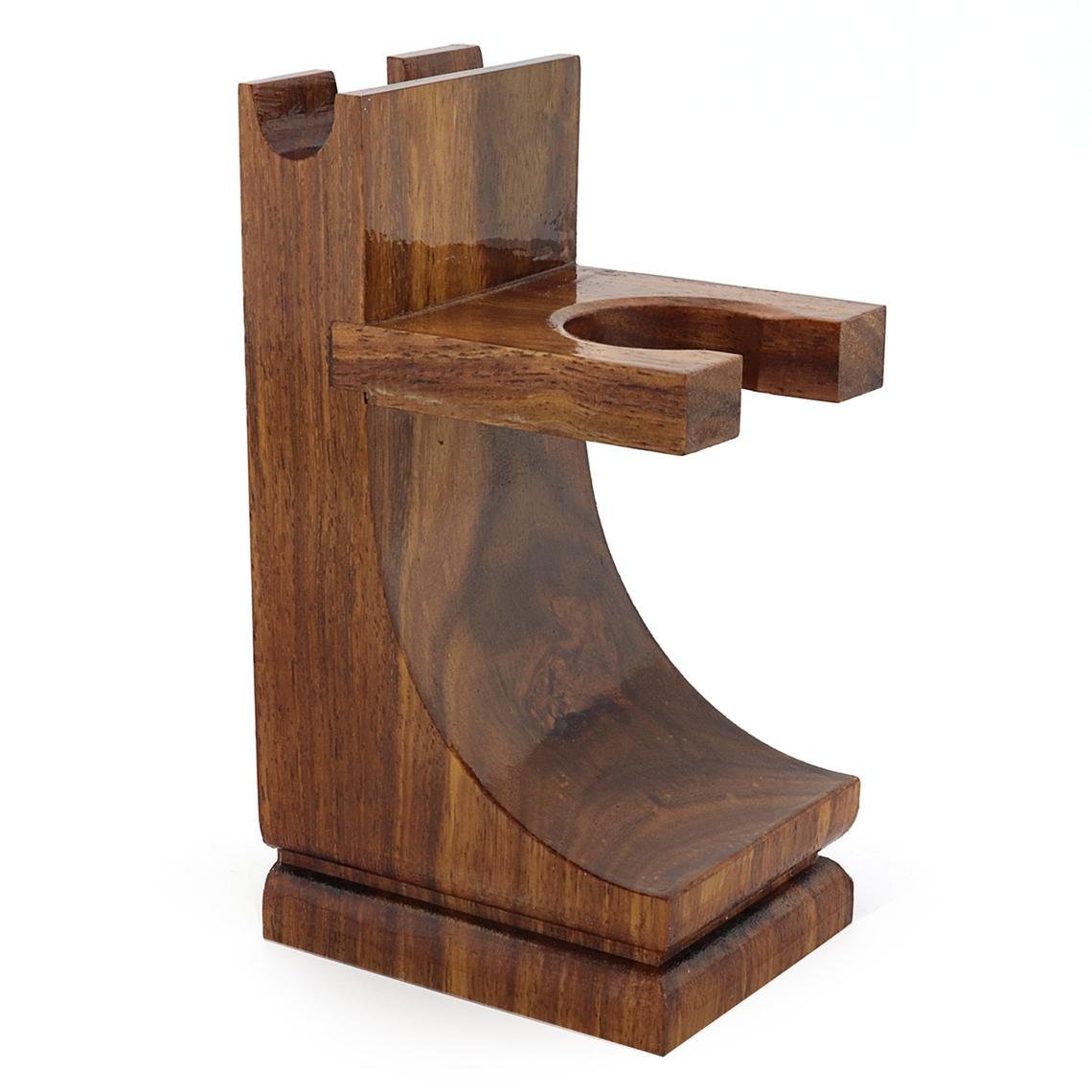 Vintage Handmade Wood Stand Clean Shave Brush and Wet Shaving Razor Holder Men Grooming Brush Stand