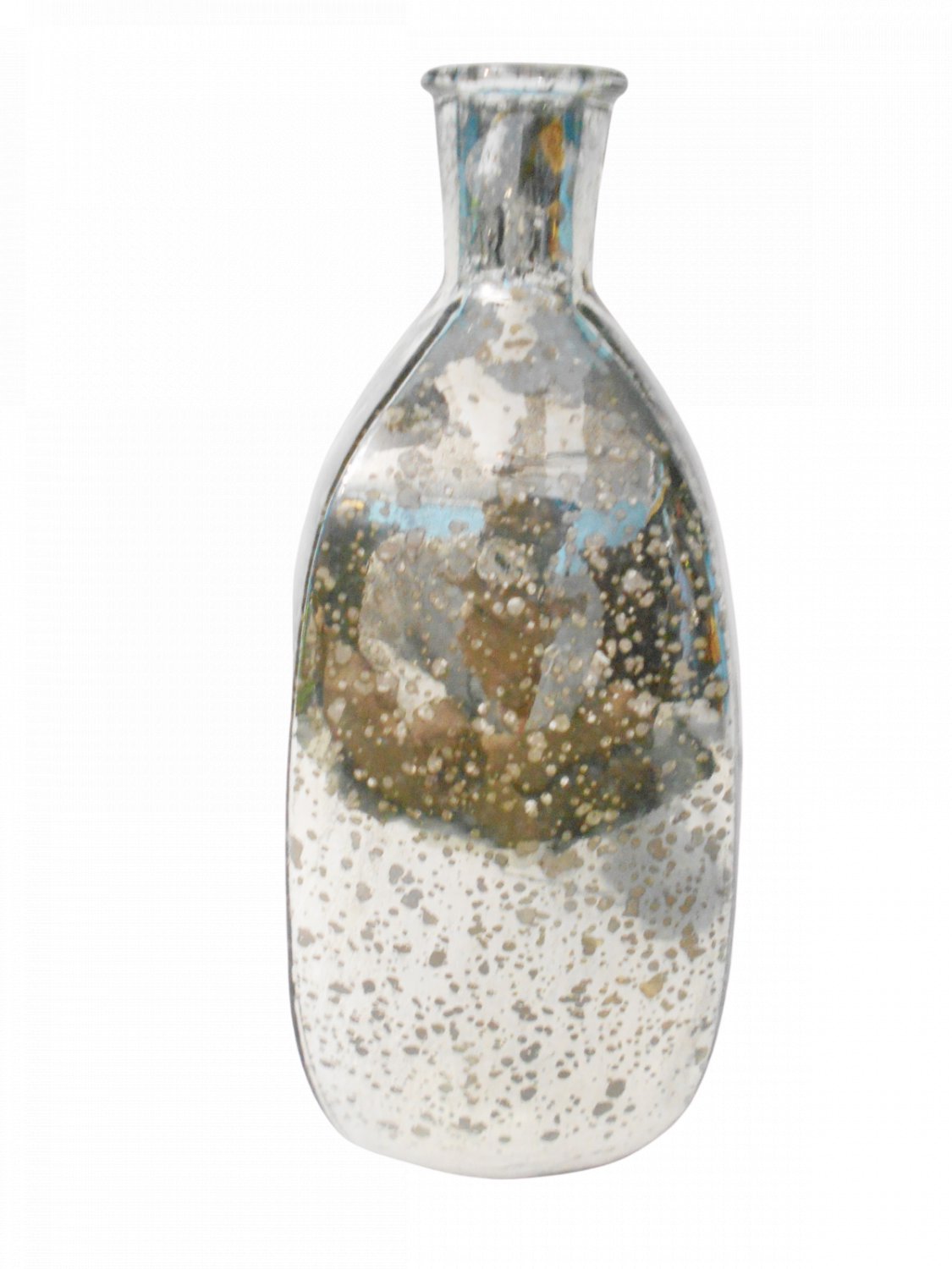 12" Vase In Silver Antique Mercury