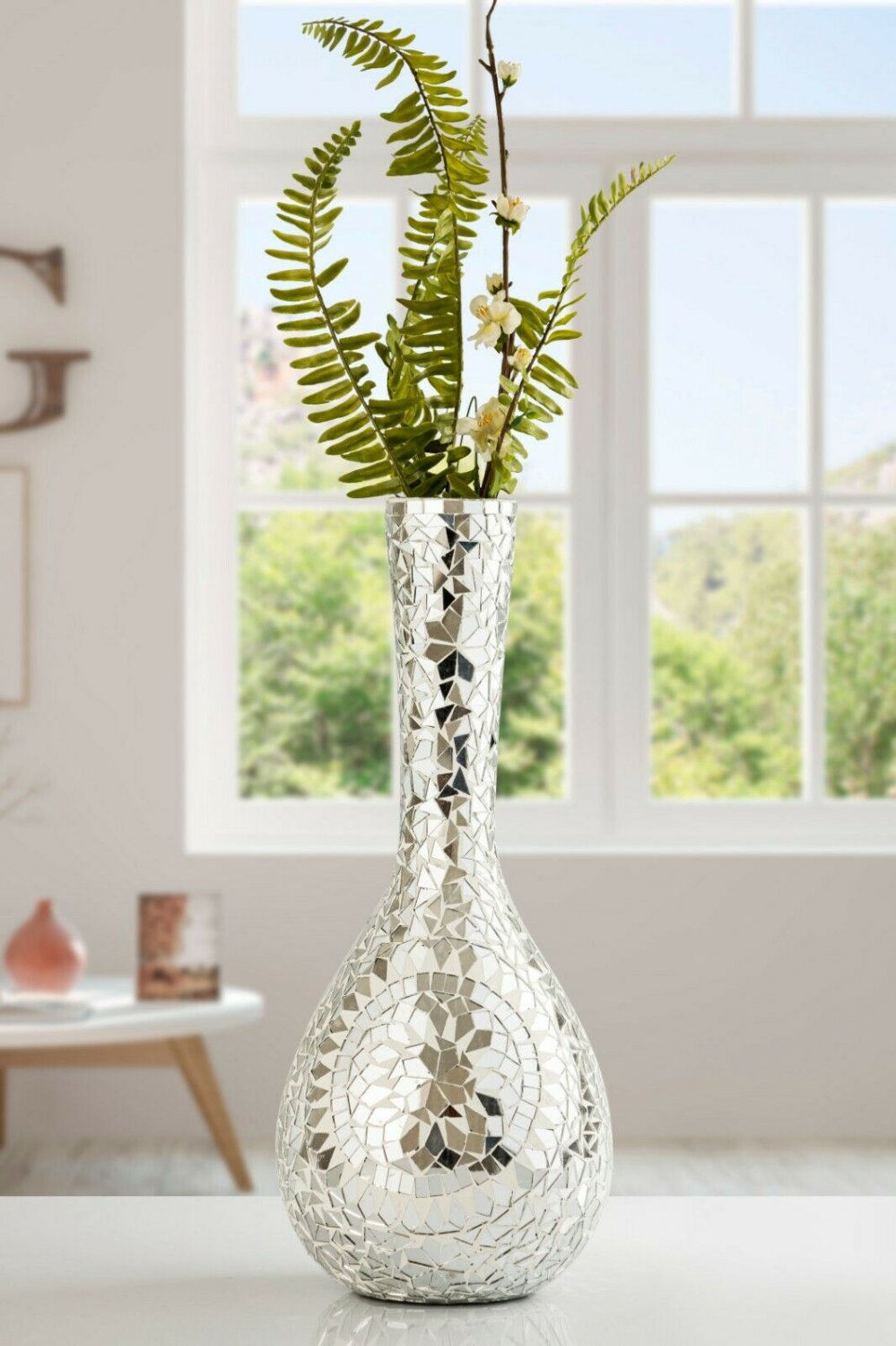 Vase Mirror Mosaic Flower Design