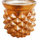 3.50" H Votive In Orange Antique Mercury In Pine Apple Design