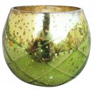 3.50" H Votive in Green Antique Mercury In Diamond Cut Design