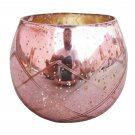 3.50" H Votive in Pink Antique Mercury In Diamond Cut Design