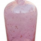 11" H Pink Glass Bottle / Vase In Stone Design