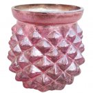 3.50" H Votive In Pink Antique Mercury In Pine Apple Design