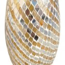 14" H Vase Mirror Brown Mosaic In Leaf Swirl Design