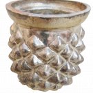 3.50" Votive In Silver Antique Mercury In Pine Apple Design