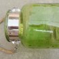 8" H Green Glass Jar In Stone Design With Hanging Jute Rope