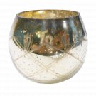3.50" Votive in Silver Antique Mercury In Diamond Cut Design