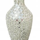 16" H Vase Mirror Grey Mosaic In Flower Design