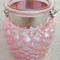 8.50" H Pink Glass Jar In Pine Apple Design With Hanging Jute Rope